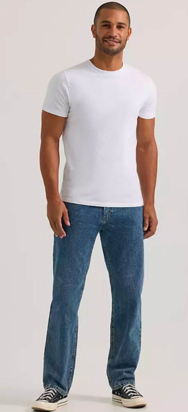Lee Relaxed Fit Straight Leg Jeans 30x34 Medium Stone Wash Mens Denim